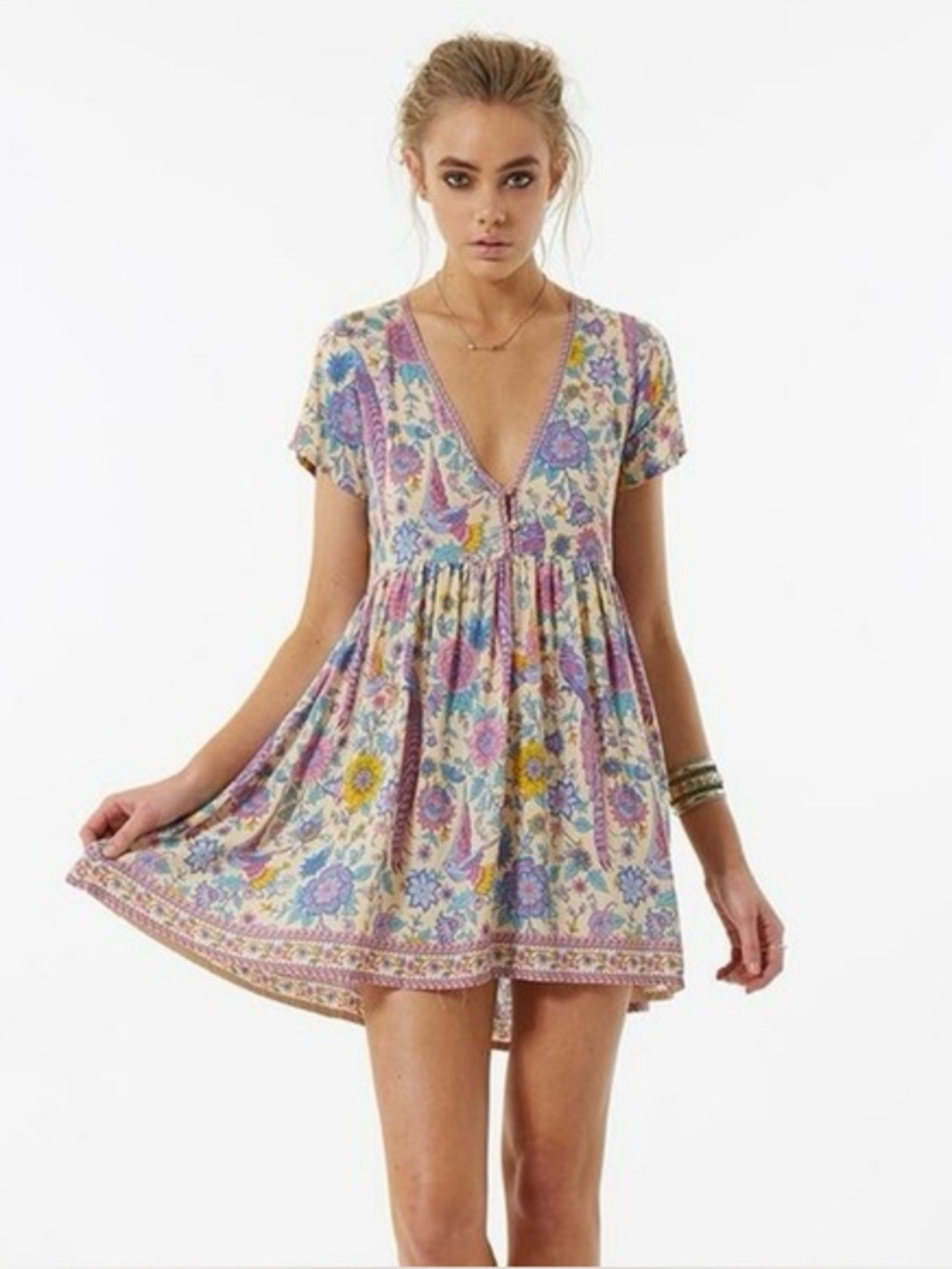 Original Cream Spell Lovebird Mini Dress XL